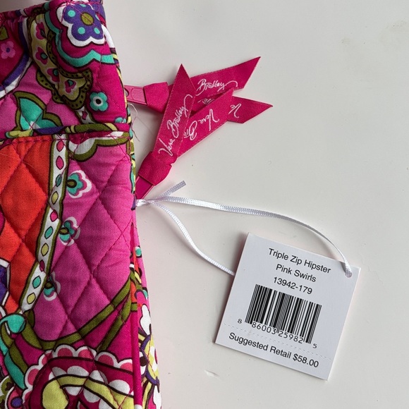 NWT Vera Bradley Triple Zip Hipster Pink Swirls NEW purse bag - Picture 3 of 5